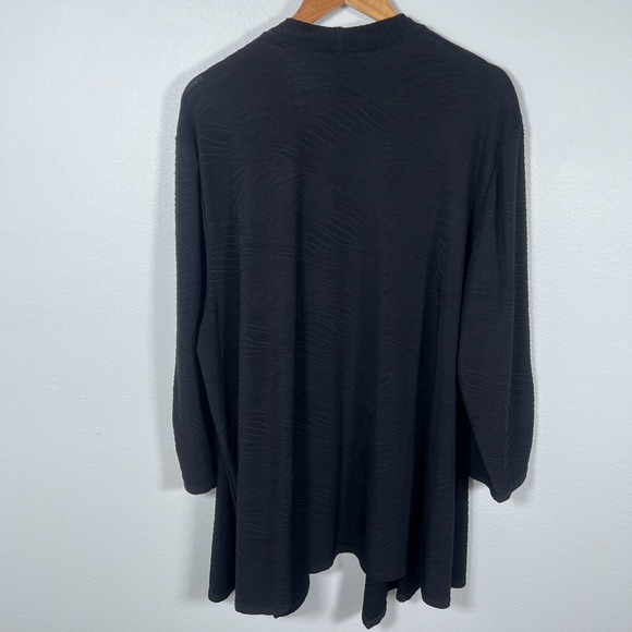 Catherines Womens Open Cardigan Jacket Sz 3X Stretch Knit Ruched Sleeve Black - Picture 4 of 12